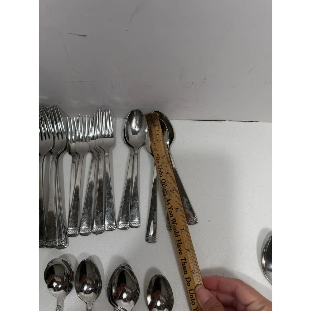 Gorham Studio 18/10 Stainless Flatware Set 36 Pc Knives Forks Spoons service / 7